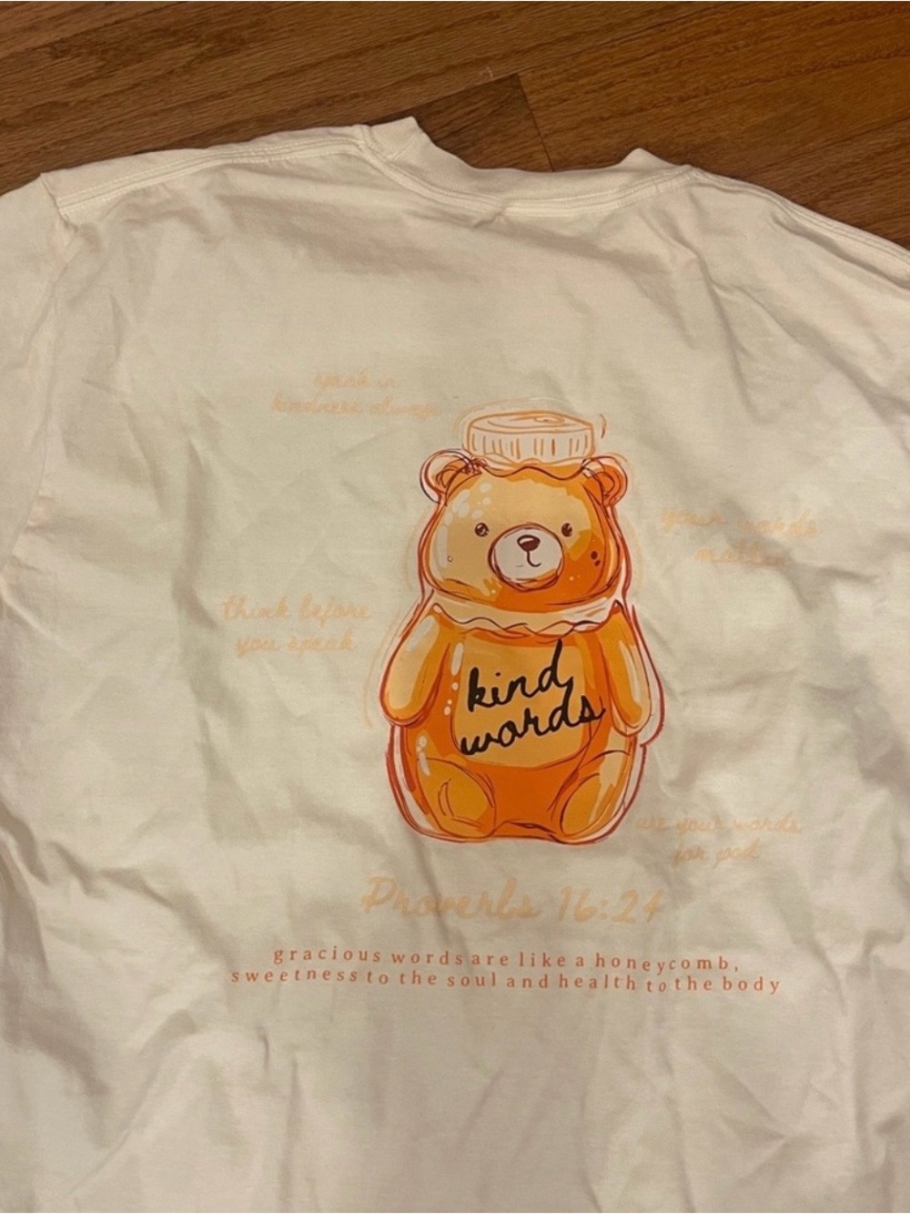 Jesus Honey Bear Kind Words Cream Short Sleeve Comfort Colors Tee Shirt Medium